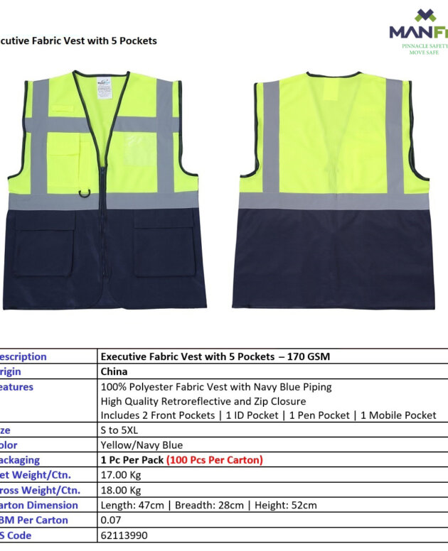 EXECUTIVE FABRIC VEST WITH 5 POCKETS