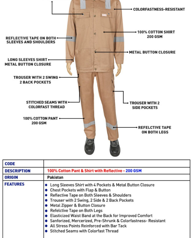 SHIRT & PANT 100% COTTON WITH REFLECTIVE